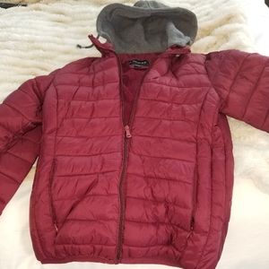 Puffy fall jacket with hood